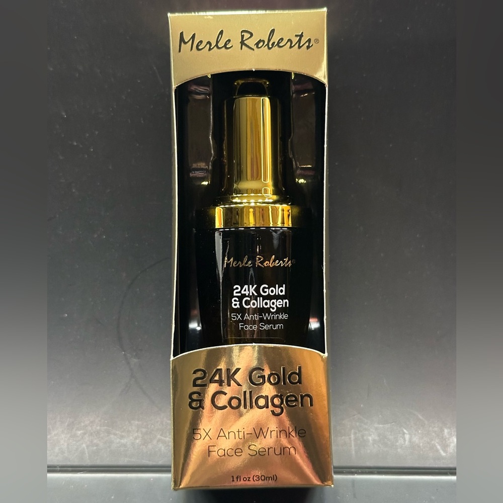 ⚡️Merle Roberts 24K Gold & Collagen 5X Anti Wrinkle Face Serum Vegan 1 Fl Oz New